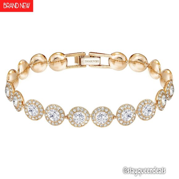 Crystal Tennis Bracelet 6.4 Inch Fold Over Clasp Box Chain